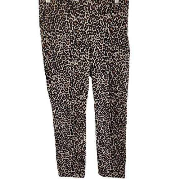 J Crew Winnie Pant Leopard Ankle Side Zip Stretch Size 4P 4 Petite Womens Pants - Picture 2 of 6